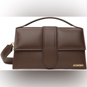 Jacquemus Brown Leather Top-Handle Satchel with Gold Logo